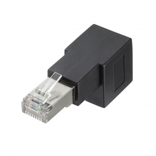 ＲＪ－４５Ｌ型変換アダプタ（下出し、カテゴリ６Ａ　ＳＴＰ）　ＡＤＴ－ＲＪ６Ａ－ＬＤ　■お取り寄せ品