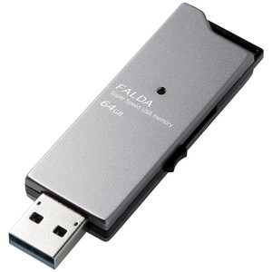 ＵＳＢメモリー／ＵＳＢ３．０対応／スライド式／高速／ＦＡＬＤＡ／６４ＧＢ／ブラック　■お取り寄せ品