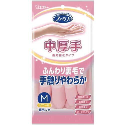 ファミリー　ビニール中厚手指先強化　Ｍ　ピンク