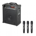 ワイヤレスマイク付き拡声器スピーカー（バッテリー内蔵・ワイヤレスマイク３本対応）　■お取り寄せ品