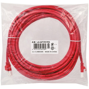 ＲｏＨＳ指令準拠ＬＡＮケーブル／ＣＡＴ６／爪折れ防止／７ｍ／レッド／簡易パッケージ　■お取り寄せ品