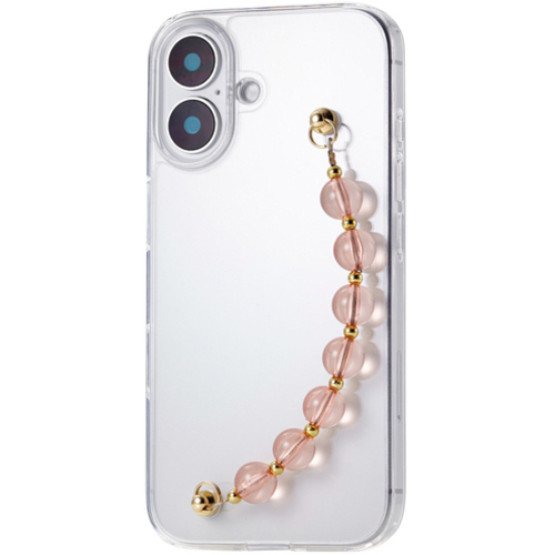 ｉＰｈｏｎｅ１６／ケース／ハンドバンド／クリア×クリアピンクビーズ　ＰＭ－Ａ２４ＡＨＶＨＢＰＮ　■お取り寄せ品
