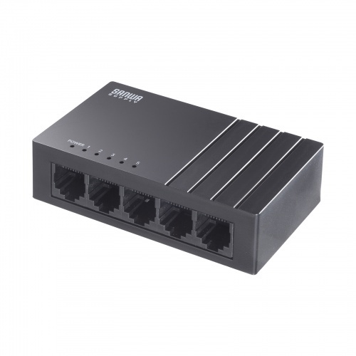 ギガビット対応　スイッチングハブ（５ポート・Ｔｙｐｅ－Ｃ給電）　ＬＡＮ－ＧＩＧＡＣ５０３ＢＫ　■お取り寄せ品