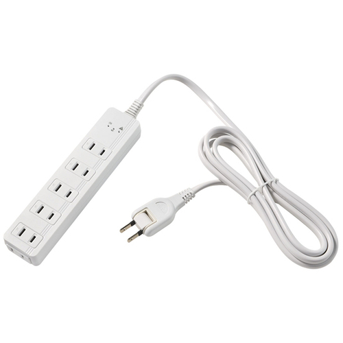 コード付きアラームタップ　６Ｐ　２ｍ　ＷＢ－Ａ６２（Ｗ）　■お取り寄せ品