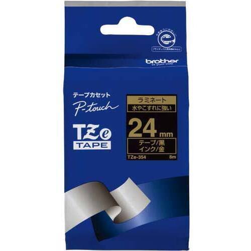 ピータッチＴＺｅテープ　黒　金文字　２４ｍｍ幅【お取り寄せ品】６営業日以内届
