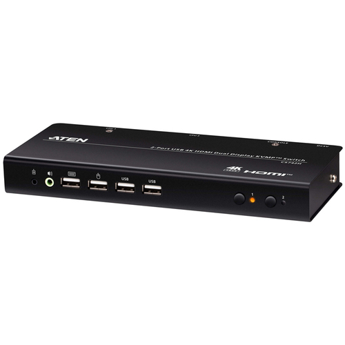 ２ポートＵＳＢ　ＨＤＭＩデュアルディスプレイＫＶＭＰスイッチ（４Ｋ対応、２ポートＵＳＢ　２．０ハブ搭載）　■お取り寄せ品