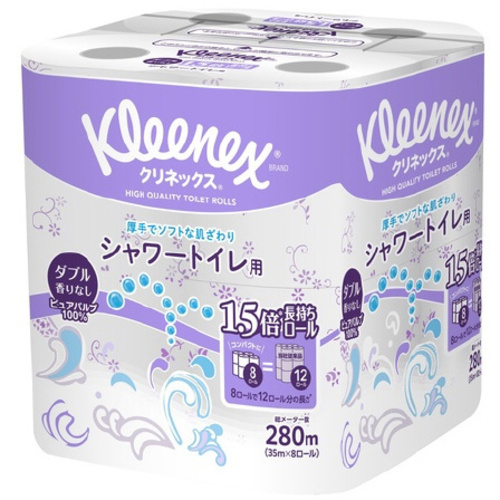 クリネックス　長持ちシャワートイレ８ロール　ダブル
