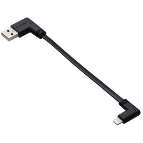 ＵＳＢ－Ａ　ｔｏ　Ｌｉｇｈｔｎｉｎｇケーブル／フラット／Ｌ字／０．１ｍ／ブラック　■お取り寄せ品