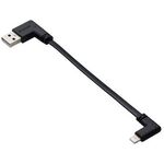 ＵＳＢ－Ａ　ｔｏ　Ｌｉｇｈｔｎｉｎｇケーブル／フラット／Ｌ字／０．１ｍ／ブラック　■お取り寄せ品