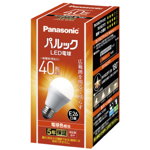 ベーシック　ＬＥＤ電球　Ｅ２６　４０形　電球色&times;３