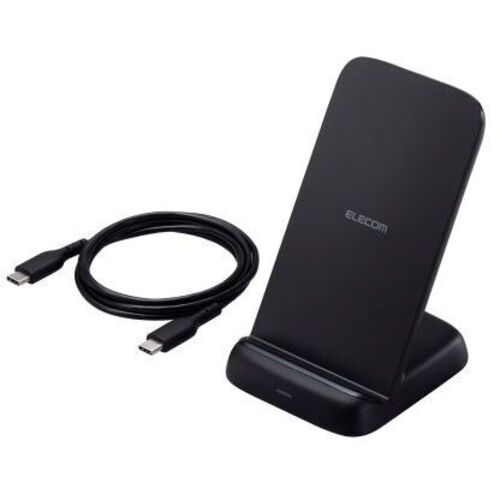 Ｑｉ規格対応ワイヤレス充電器／最大出力１２Ｗ／スタンドタイプ／ＥＰＰ規格対応／３枚コイル／ブラック　■お取り寄せ品
