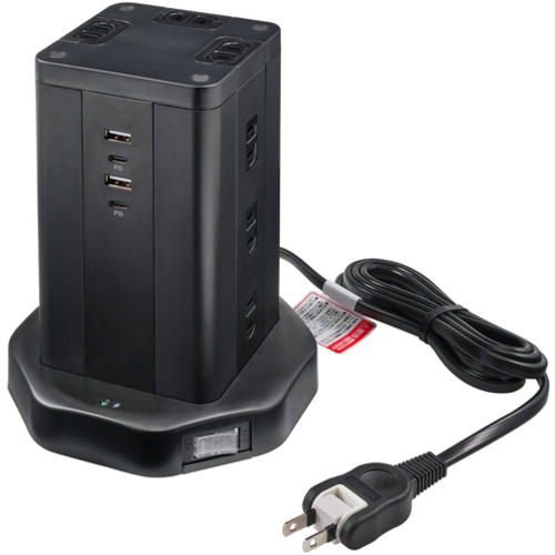 タワー型ＵＳＢタップ　ＰＤ４０Ｗ　ブラック　ＷＢＳ－ＴＷ１２４４２ＢＵＣ（ＢＫ）　■お取り寄せ品