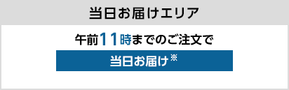 当日お届けエリア 午前11時までのご注文で当日お届け※